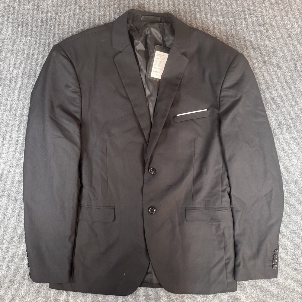 CLOUDSTYLE Blazer Mens XL Black Twin Button Suit Jacket Satin Trim Dressy